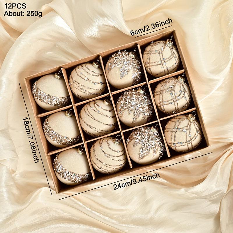 

6Cm Wine Red Velvet Christmas Balls 12Pcs Shatterproof Tree Ornaments for Xmas Party New Year Holiday Home Decoration