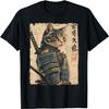 Samurai Cat Warrior Japanese Ukiyo-e Artwork Cat Samurai T-Shirt(1)