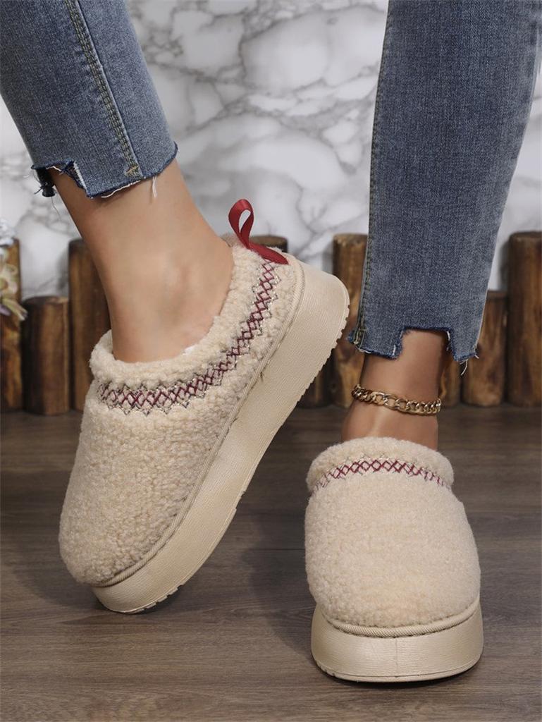 Thick-soled lamb wool snow shoes 22 autumn and winter new bag head wear velvet warm cotton shoes slippers