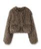 Avandress Crop Teddy Fur Jacket Brown