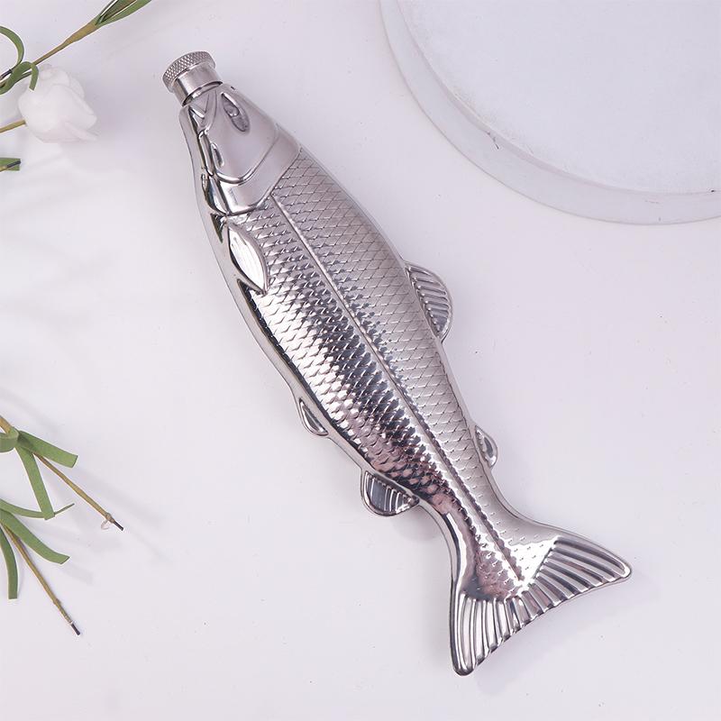Trout-Fish-Shape Hip Flask 5Oz Alcohol Bottle With Funnel Mini Pocketn Stainless Steel Party Drinkware For Outdoor Travel