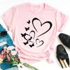 Butterfly Love Heart Print T Shirt Women Fashion Black T Shirt Female Short Sleeve Cute Graphic Tee Shirts Ladies Summer Tops