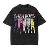 Saja Boys Kpop Demon Hunters Graphic Print T-shirt Men Women Harajuku Vintage Washed Loose Casual Oversized Cotton Short Sleeve Summer New Tee