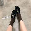 Washed cowhide~ Retro round head small gold coins lazy British style loafers single shoes women's genuine leather platform small leather shoes