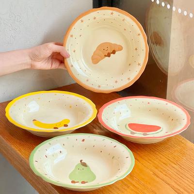 High Value Fruit Croissant Dish Plate Underglaze Color Tableware Ceramic Plate Dessert Plate Vegetable Plate Deep Plate