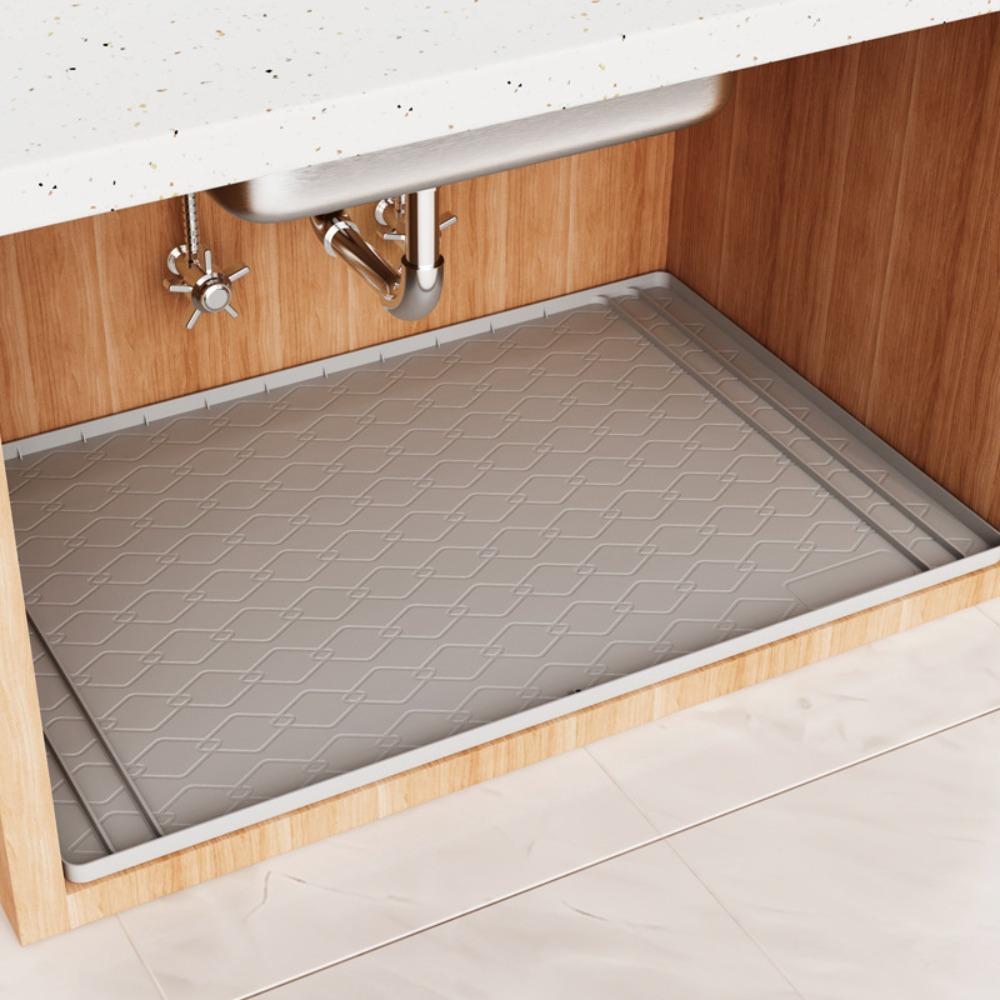 Silicone Under Sink Waterproof Mat Rectangle Under Sink Drip Tray Kitchen Waterproof Mat  Tableware 71.1x55.8cm светло-серый