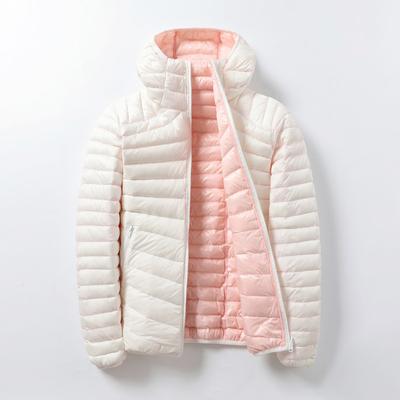 Women White Duck Down Jacket Portable Double Sided Hooded Down Coat Ultralight Women Winter Coat Warm Down Parkas