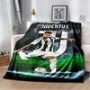 Juventus Football Club Black Gold Vertical Stripe J Logo Flannel Blanket Soft Warm Lightweight Sports Fan Washable Throw Blanket Bedroom Sofa Decor