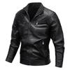 Autumn and Winter New Motorcycle Leather Jacket Men's Medium-green Leather Jacket Stand Collar Casual Simulated Leather Men's Jacket