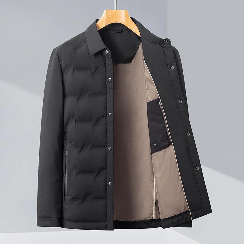 

2025 Men s Black Casual Winter Down Jacket: Versatile Business Warm Outerwear S чорний
