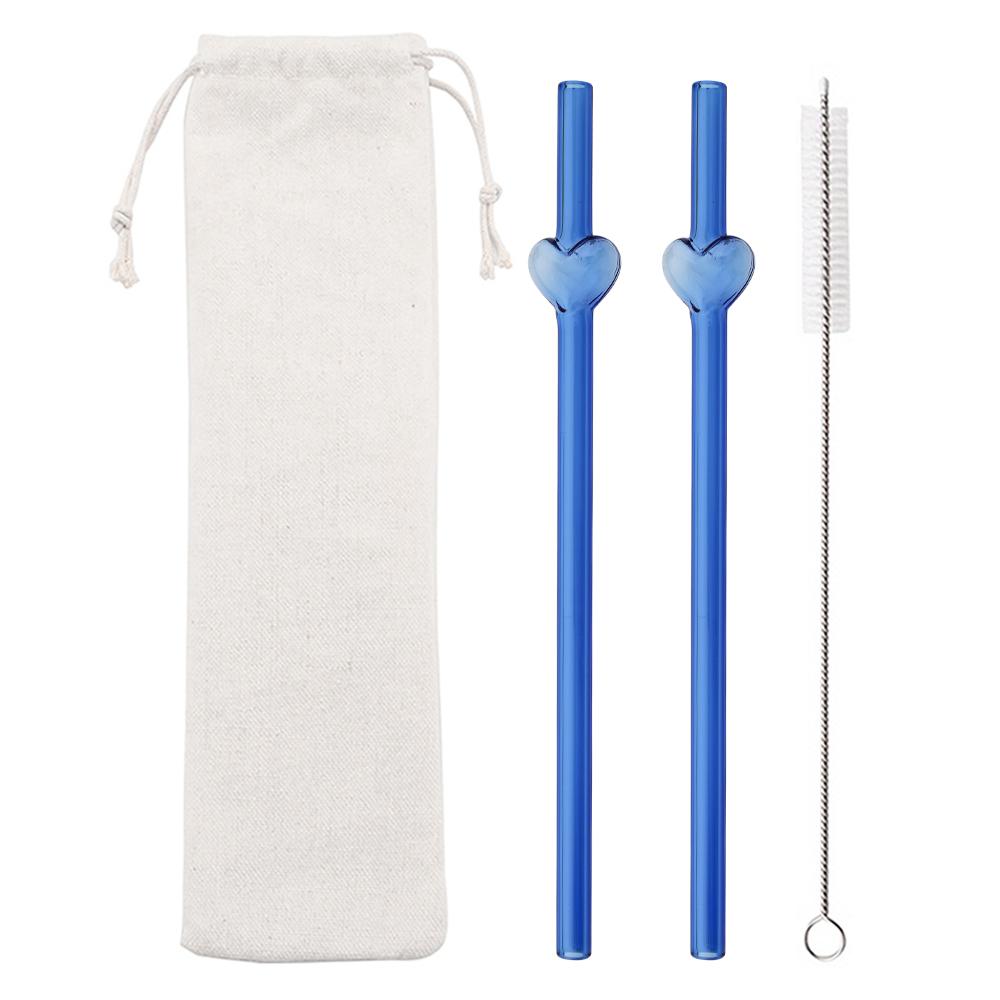 4Pcs Creative Heart Shape Reusable Glass Straws Perfect for Cocktails Iced Coffee Cold Beverages Home Drinking Decoration Gift