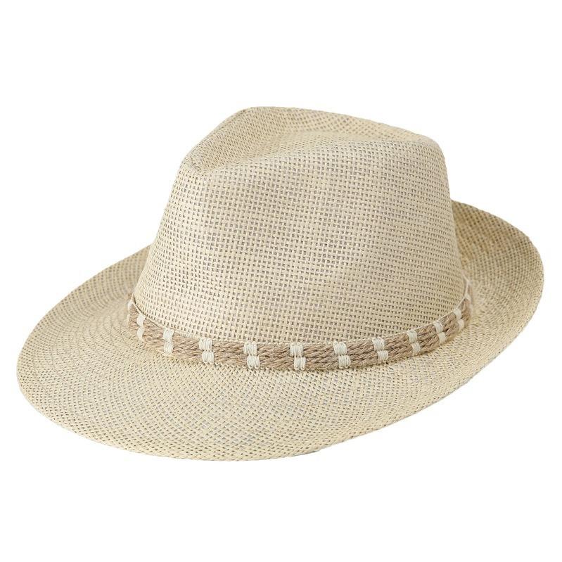 Panama Straw Hat Men Summer Old Man Grandpa Hat Outdoor Big Brim Sun Hat Dad Top Hat Sun Hat