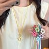 Flower Charm Necklace Hollow Flower Pendant Necklace With Adjustable Knot Resin Material Perfect For Wedding Dropship