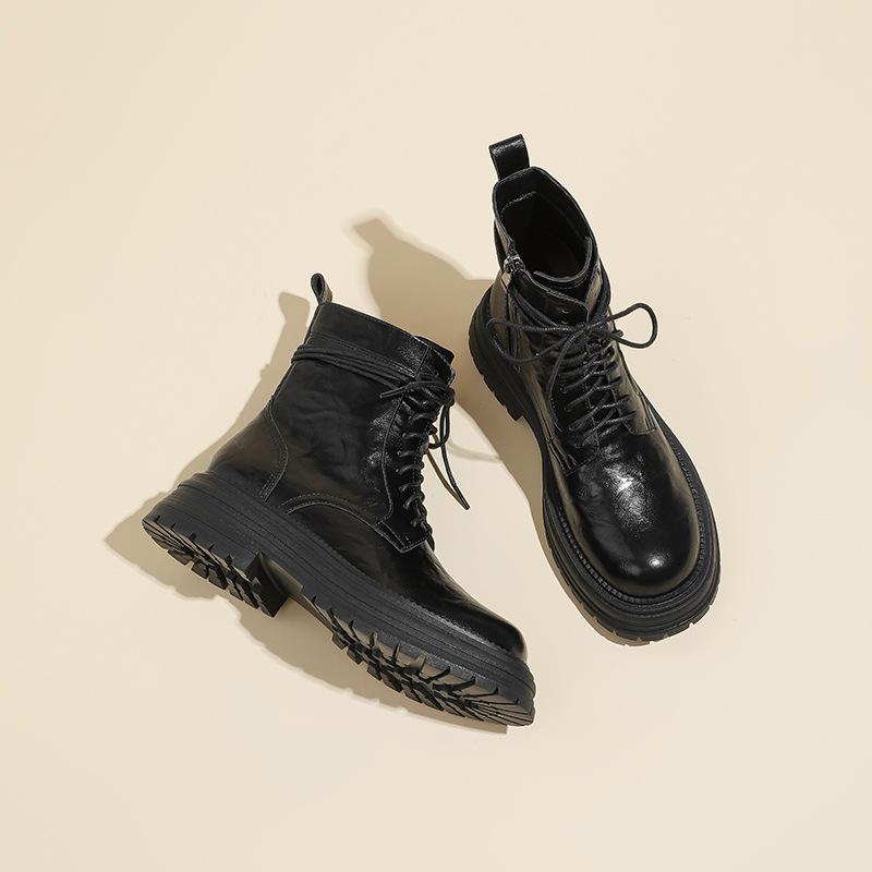 

Ретро ботинки Мартин на толстой подошве, шнуровка, короткие ботинки для женской весны и осени, одинарные ботинки, изысканный британский стиль, толстые 40