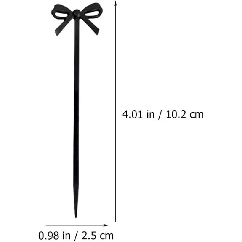 30pcs Fruit Fork Martini Skewers Black Bows Fiesta Cupcake Toppers Boy or Girl Halloween Toothpicks for Cocktails Bow Cupcake Topper Plastic Fruit