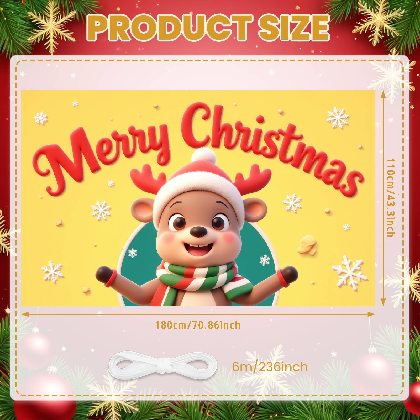 Winter Display Santa Hat Christmas Banner Christmas Backdrop Reindeer Design Reindeer Banner For Festive Photo Shoot Winter Home