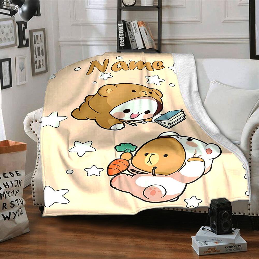 Customiz Name Personality Bubu Dudu Blanket Soft &Warm Sofa Office Bed Travel Lunch Break Blanket, Gift Suitable for All Seasons