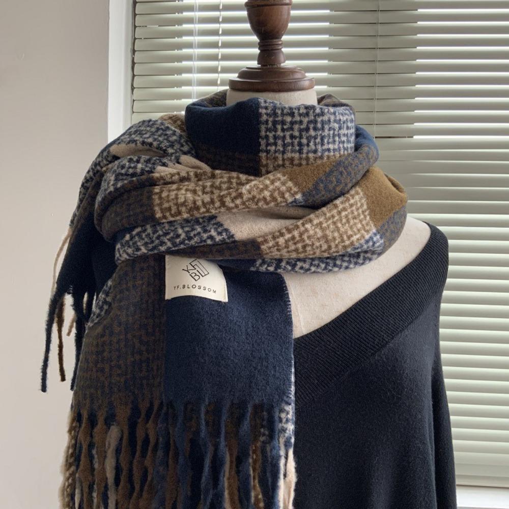 Lightweight Plaid Knitted Scarf Korean Style Winter Cashmere Shawl Fashion   Women/Men