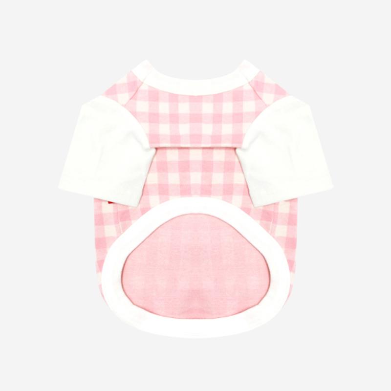 KINIKINI BRUNCH CHECK TSHIRT-PINK (short-sleeved T-shirt)