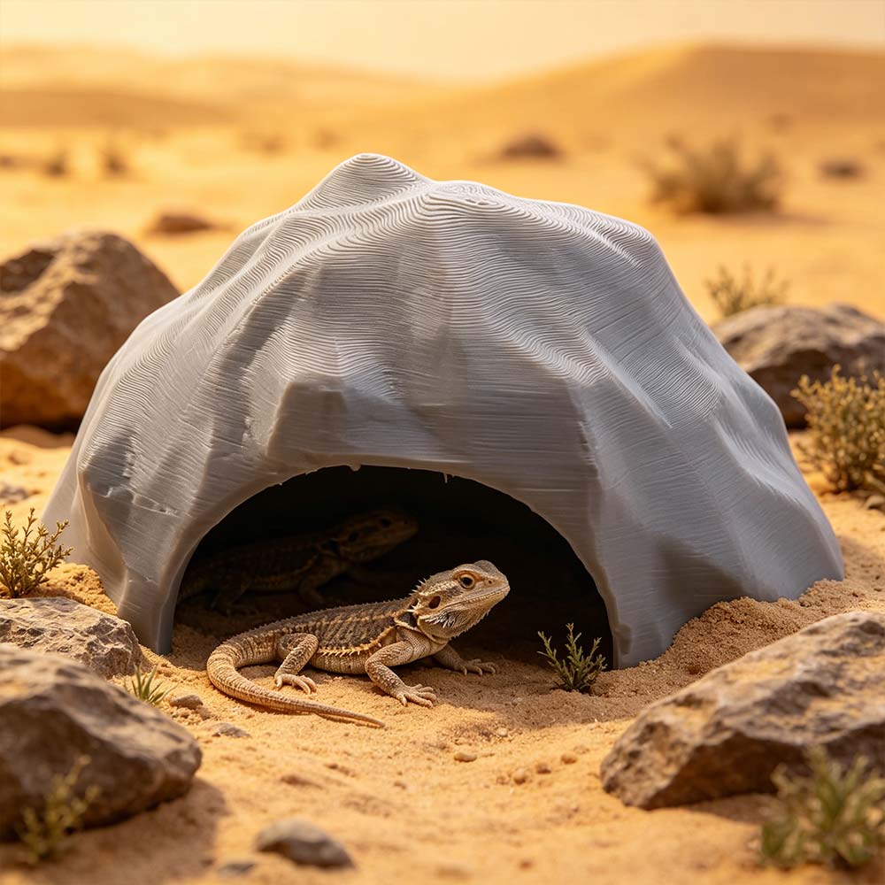 Realistic 3D Printed Reptile Shelter Plastic Hidden Cave Shelter Reptile Habitat for Amphibians