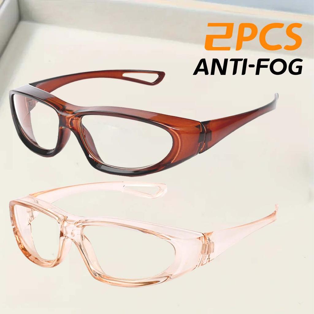 2PCS Clear Safety Glasses Women Square Anti Fog Blue Light Blocking Glasses Scratch Resistant Work Glass For Men & Nurse