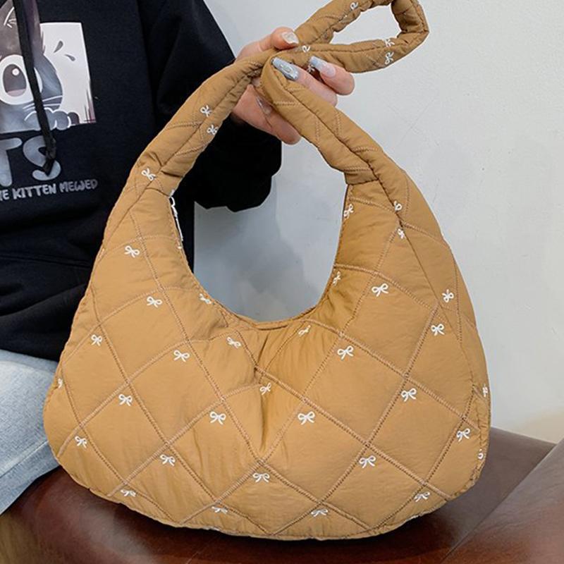 Bow Knot Crossbody Bag Embroidered Bow High-capacity Shoulder Bag Women Female Outdoor Travel Storage Pouch Korean Popular Bag