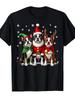 Funny Christmas Themed T Shirt Featuring Boston Terriers Dressed As Santa, Reindeer, And Elves Unisex Design for Summer 225, Made from 22G Pure with S