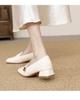 2024 Retro Chunky Heel Loafers: Versatile Square Toe, Medium Heel, Slip-on Leather Shoes for All Seasons