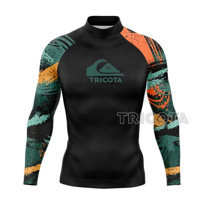 Pánské tričko s dlouhým rukávem Rash Guard na surfování Ochrana proti UV záření Rychleschnoucí Plavky Potápění Surfování Vodní sporty
