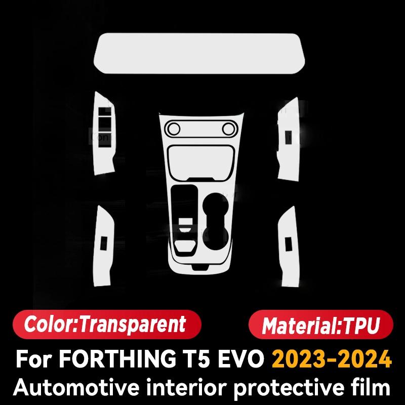 For FORTHING T5 EVO 2023 2024 Car Panel Film Dashboard Protective Sticker Interior Anti-Scratch Film Accessories