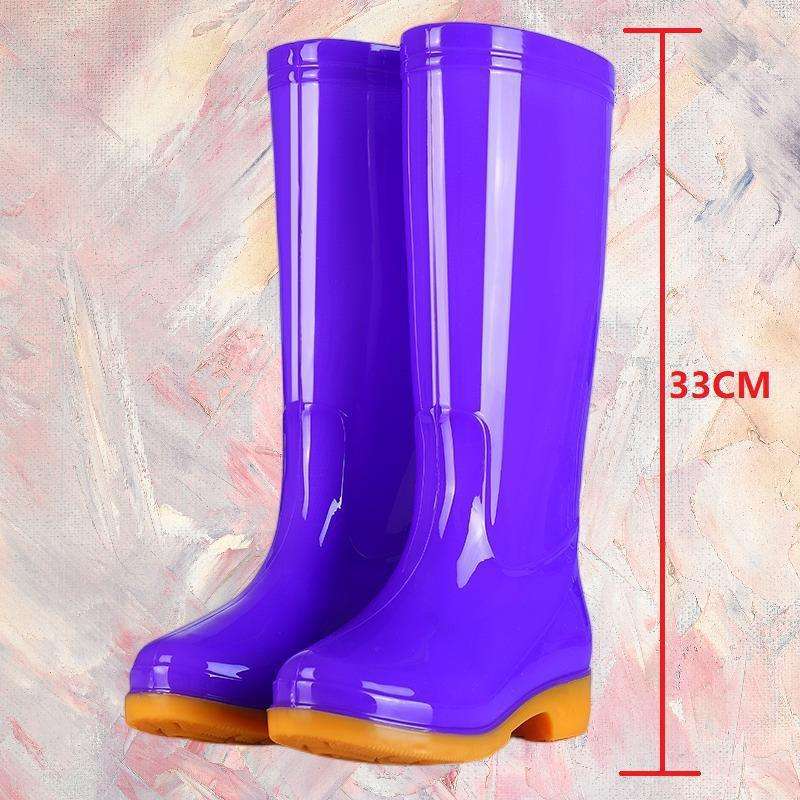Hohe rutschfeste Samt-Baumwoll-Regenschuhe Regenstiefel wasserdichte Schuhe Eimer-Gummischuhe Überschuhe Wasserstiefel Damen Erwachsene Küche warm im Winter