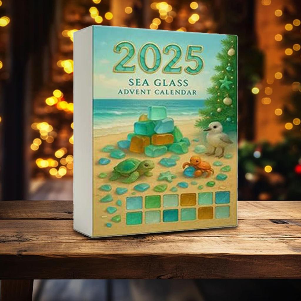 Sea Glass Christmas Tree Advent Calendar 2025 with 24 Mini Christmas Tree Ornaments Christmas Countdown Calendar for Tree Decor