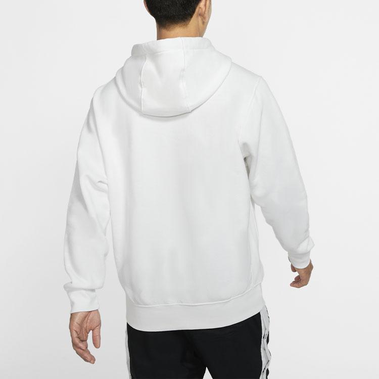 Nike Club Fleece Printed Pullover Hoodie Men Tops White BV2974-100