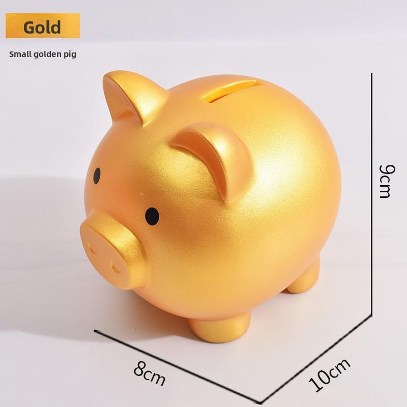 1pcs Shatterproof Golden Pig Coin Bank Rubber Piggy Bank Fortune Symbol for Kids Savings & Home Decoration