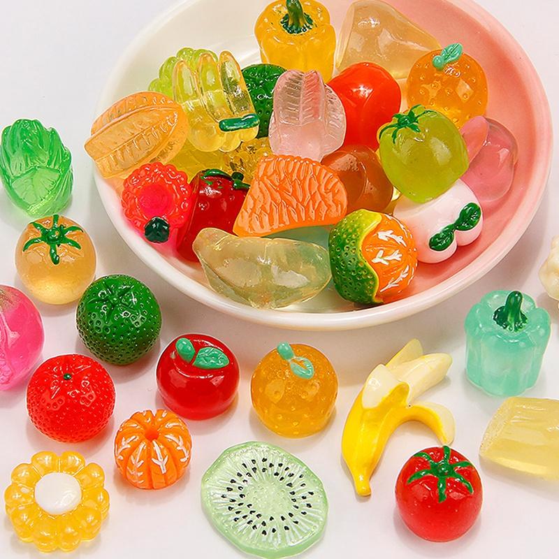 10Pcs Fruit Filled Resin Lovely Stress Relief Toy Soft Slow Diy Rising Deformable Squeeze Fidget Sensory Toy