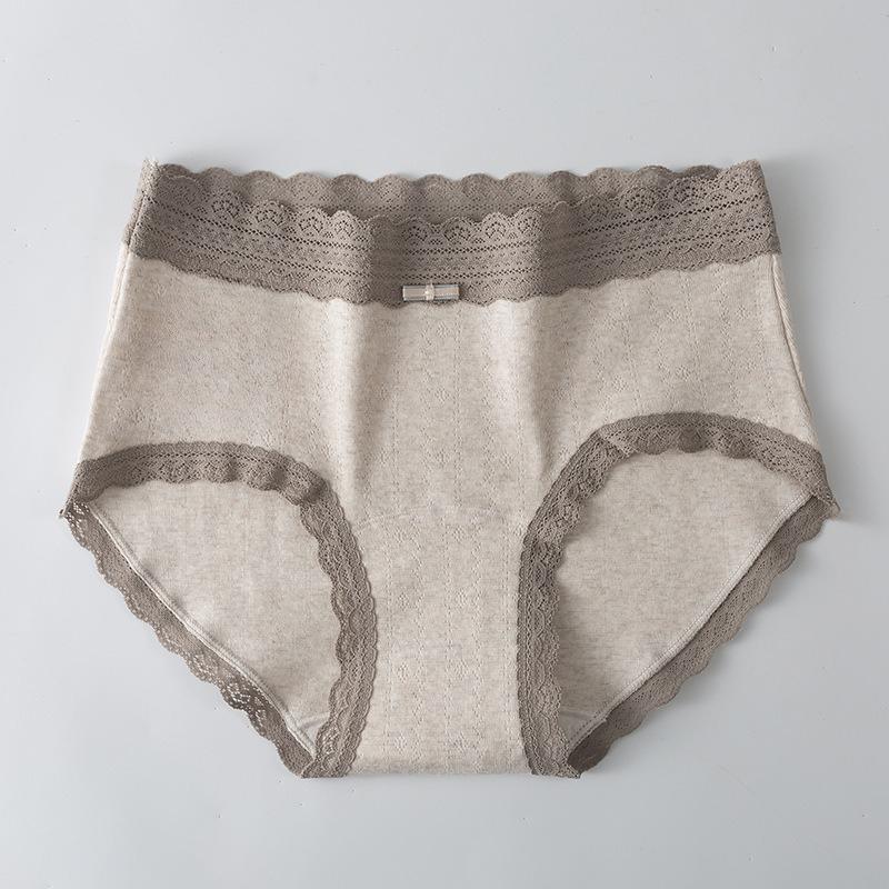 Ladies Spring and Autumn Lace Waist Soft and Comfortable 10A Bacteriostatic Pure Cotton Extended Crotch Breathable Briefs