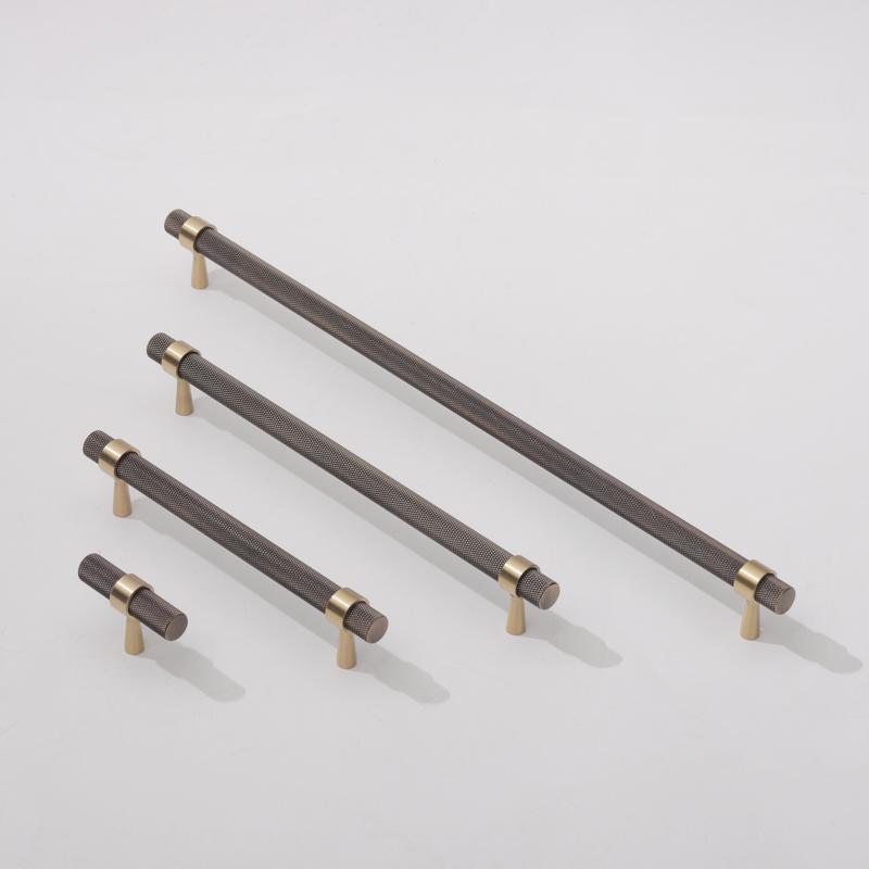 Antique Black Nickel Solid Brass Knurled T-Bar Handles Knobs for Furniture Cabinets Kitchens Drawers Wardrobes Dressers Bedroom