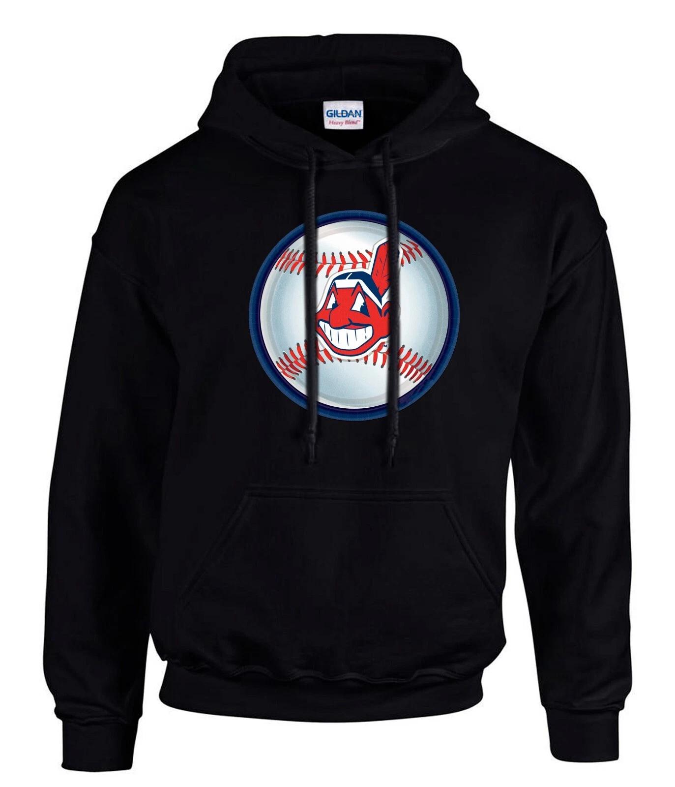 Cleveland Indians Logo Schwarze Hoodies Kapuzenpullover -3594-SW XXL