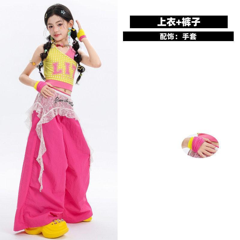 Girls Jazz Dance Costume Kids Performance Outfit Trendy Streetwear Style