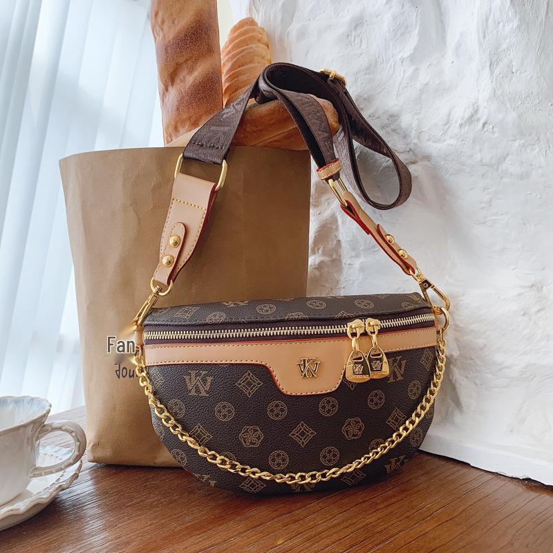 

2025 Women s Versatile Chest Bag: Trendy Color Block Crossbody with Chain абрикосовый