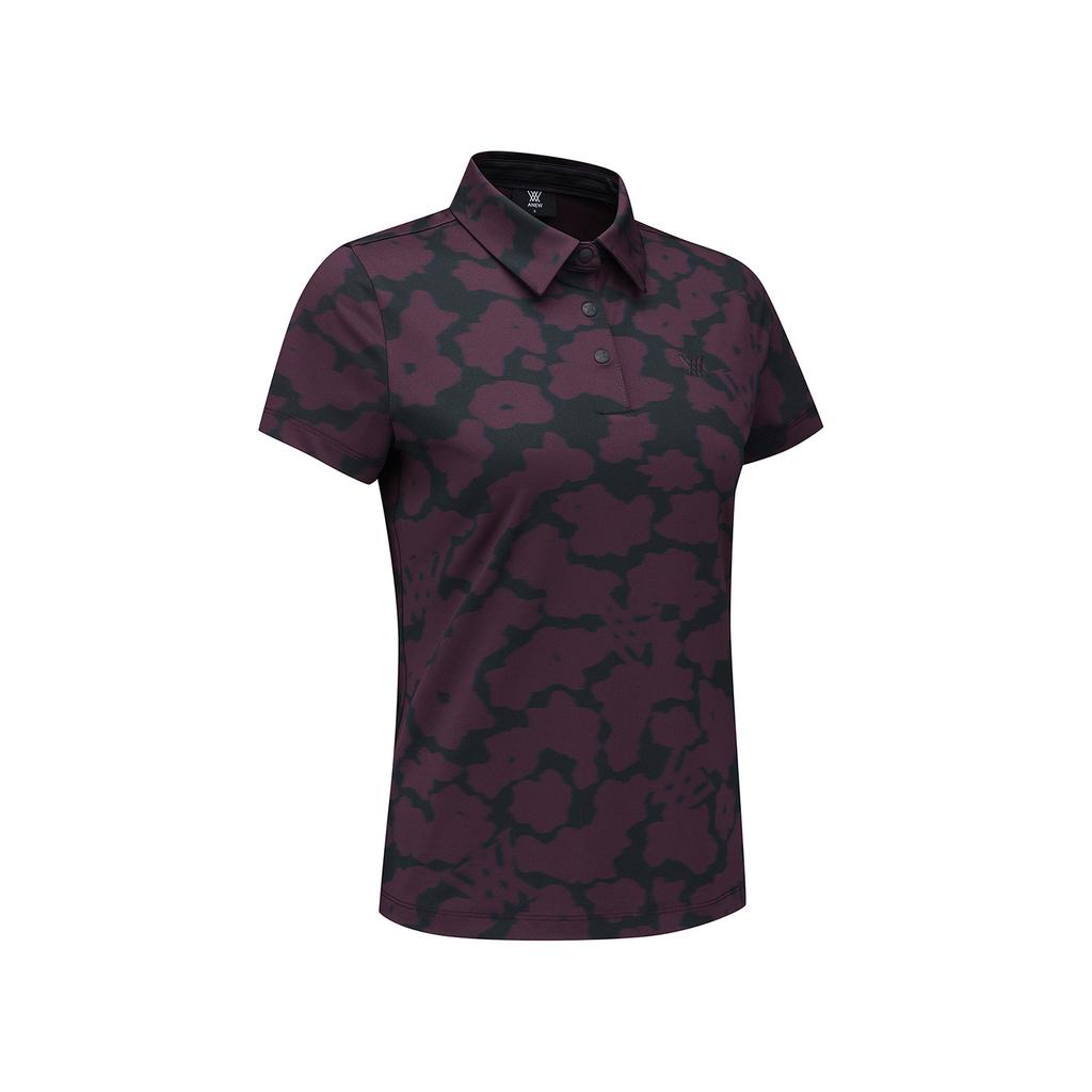 ANEW GOLF Women Fa Flower Pattern Short T-Shirt_Bu