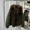 Winter new fox big fur collar suede down jacket women's short fashion casual loose thickened coat