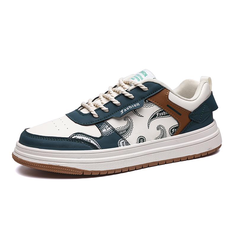 

Модные мужские кожаные туфли для скейтборда, студенческие спортивные кроссовки для бега, ходьбы, повседневные кроссовки, 4 сезона 38 зелёный/бежевый