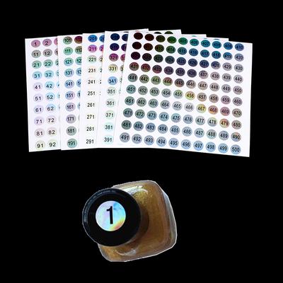 1–500 Laser-Nummern-Etikettenaufkleber, Bastel-Nagellack-Lippenstift-Farbetiketten-Aufkleber