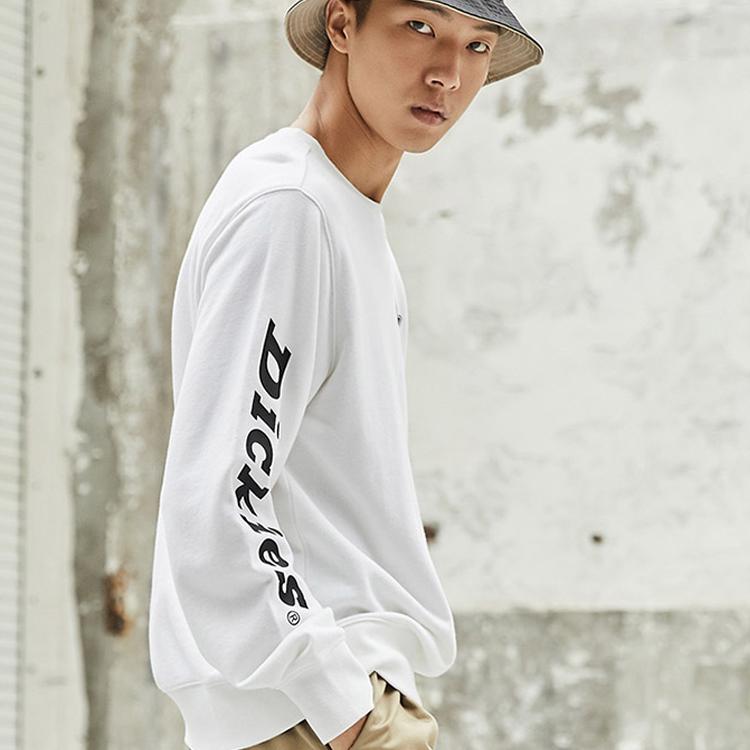 Dickies Cotton Fleece Logo Print Crewneck Sweatshirt Unisex sweatshirt White DK008148C4D