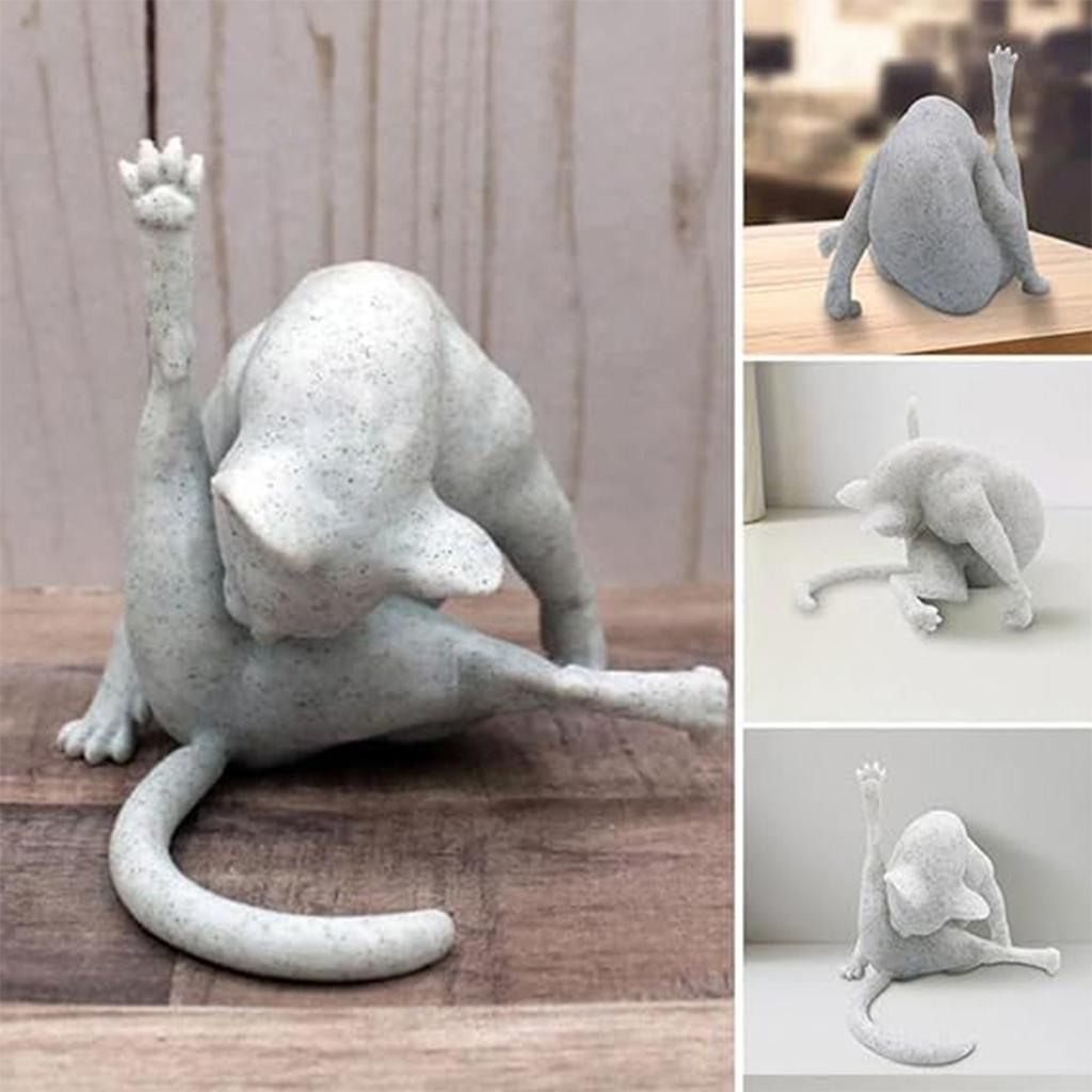 Katzenpflege Skulptur Figur Künstlerische Heimdekoration Harzmaterial Handgefertigtes Design für Wohnzimmer Büro Regal Display
