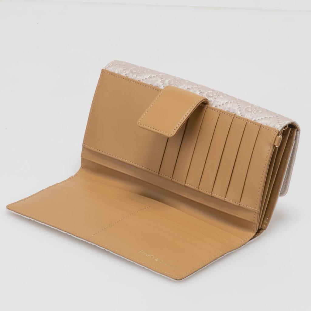 And Bill Purse Synthetic Leather Embossed Logo Brooch PDLWFDT1 Pearl White [Pinky Diane] [& Union]