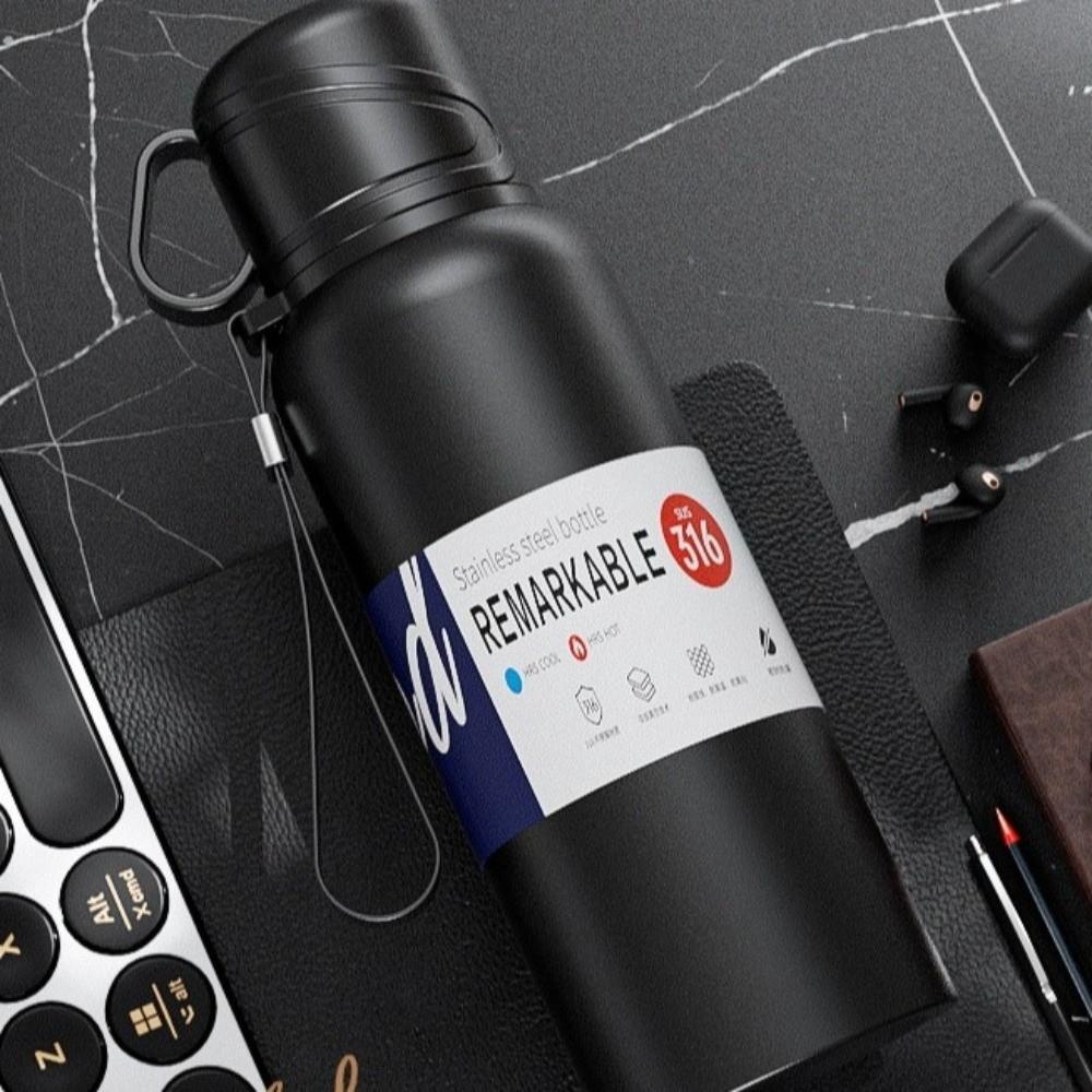 316 Stainless Steel Double-Cover Thermos Cup Large Capacity Insulated Cup  Men Women