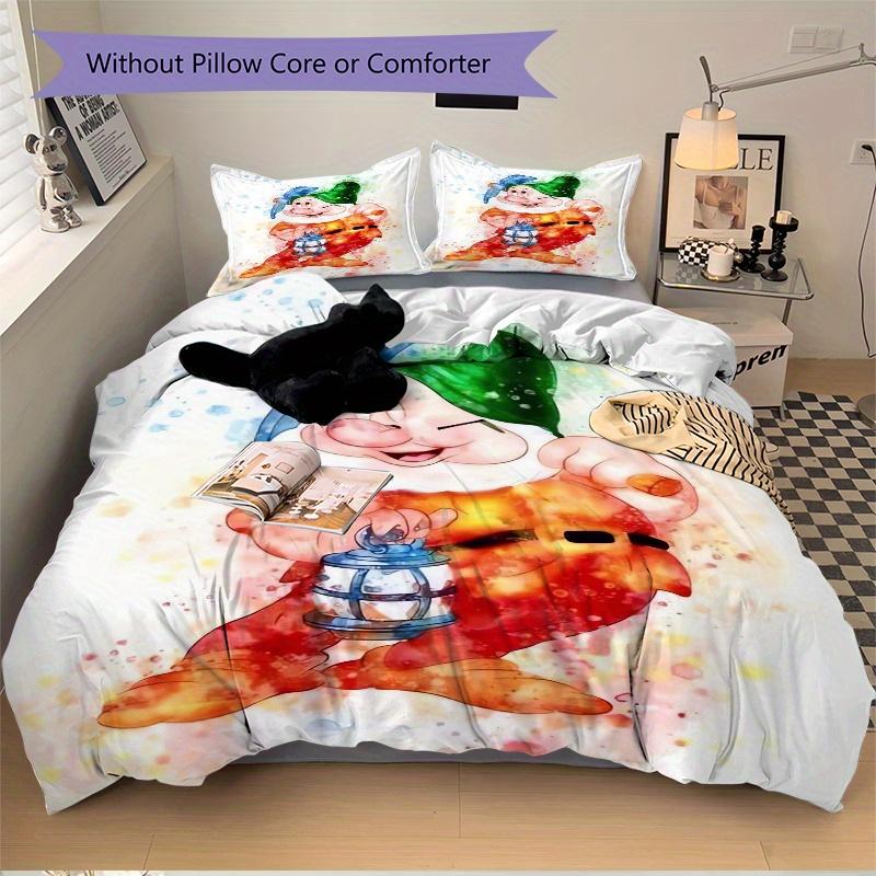 3pcs Disney Dwarfs Pattern Bedding Three-Piece Set (1 Cover + 2 Pillowcases, No Fillings) D021