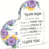 [2D Flat] Heart-Shaped Acrylic Plaque for Mom from Son Daughters - "To My Mom" Thank You Message with Floral Design, Perfect for Christmas, Valentine'